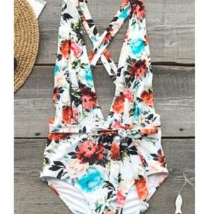 Rose cupshe one peice bathing suit